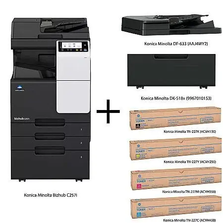 Konica Minolta Bizhub C257i Renkli Çok Fonksiyonlu Lazer Yazıcı | Tarayıcı, Fotokopi, Network, Kurumsal Ofis Yazıcısı (SET)
