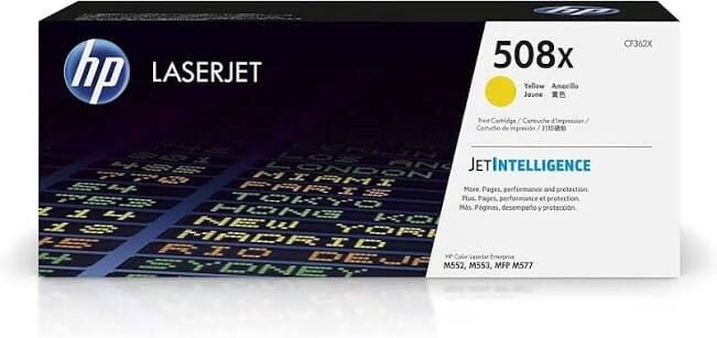 HP 508X Sarı Toner | CF362X High Yield Yellow Orijinal Toner Kartuşu | M552 M553 M577 Uyumlu | 9.500 Sayfa