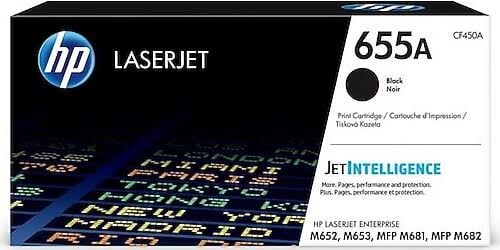 HP 655A Siyah Toner | CF450A Orijinal Black Toner Kartuşu | M652 M653 M681 M682 Uyumlu | 12.500 Sayfa Baskı Kapasitesi