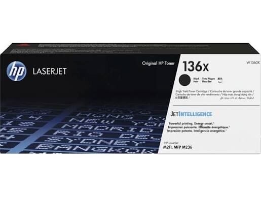 HP 136X W1360X Orijinal Siyah Toner | Yüksek Kapasiteli 2.600 Sayfa | HP LaserJet M211, M234, M236 Uyumlu