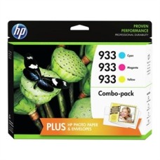 HP B3B32FN (933) Sarı+Kırmızı+Mavi 3lü Set Kartuş + 10 Fotoğraf Kağıdı - Officejet 6100
