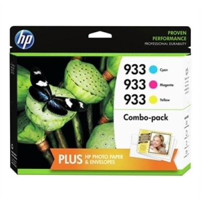 HP B3B32FN (933) Sarı+Kırmızı+Mavi 3lü Set Kartuş + 10 Fotoğraf Kağıdı - Officejet 6100 (T1521) hemen satın al!