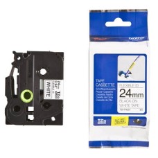 Brother TZE-FX251 24MM Beyaz Üzerine Siyah Esnek Laminasyonlu Etiket