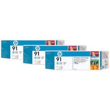 HP C9486A (91) Açık Mavi Orjinal Plotter Kartuş 3lü Paket - Designjet Z6100
