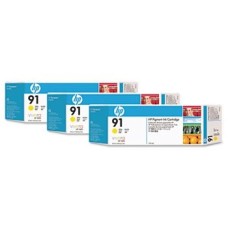 HP C9485A (91) Sarı Orjinal Plotter Kartuş 3lü Paket - Designjet Z6100