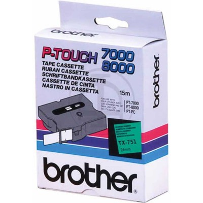 Brother TX-751 Siyah Üzeri Yeşil Lamine Etiket - 24mm x 15m - PT-7000 (T15088) hemen satın al!