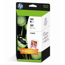 HP 301 J3M81A İkili Paket Siyah ve Renkli Orjinal Kartuş 10 Fotoğraf Kağıdı Hediyeli