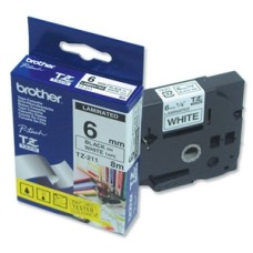 Brother TZ-211 6mm Beyaz Üzerine Siyah Etiket Şeridi - PT 1280