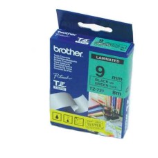 Brother TZ-721 9MM Yeşil Üzerine Siyah Laminasyonlu Etiket