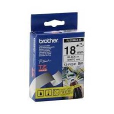 Brother TZFX241 18MM Beyaz Üzerine Siyah Esnek Laminasyonlu Etiket