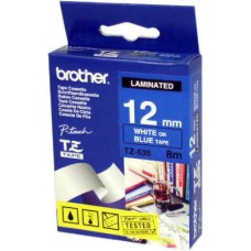 Brother TZ-535 Mavi Üzerine Beyaz Lamine Etiket 12 mm - GL-100