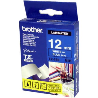 Brother TZ-535 Mavi Üzerine Beyaz Lamine Etiket 12 mm - GL-100 (T7338) hemen satın al!