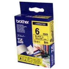 Brother TZ-611 Sarı Üzerine Siyah 8 mm Etiket Şeridi - GL-100