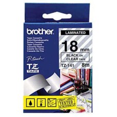 Brother TZE-141 18mm Siyah Üzerine Şeffaf Laminasyonlu Etiket
