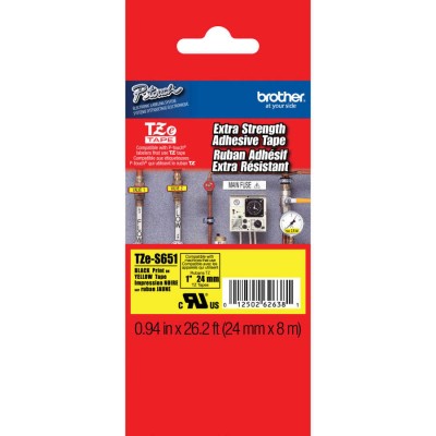 Brother TZE-S651 (24MM) Sarı Üzerine Siyah Lamine Etiket (T7990) hemen satın al!