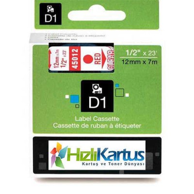 Dymo D1 45012 Şeffaf Üzerine Kırmızı Muadil Etiket Şeridi 12mm x 7m (T10767) hemen satın al!