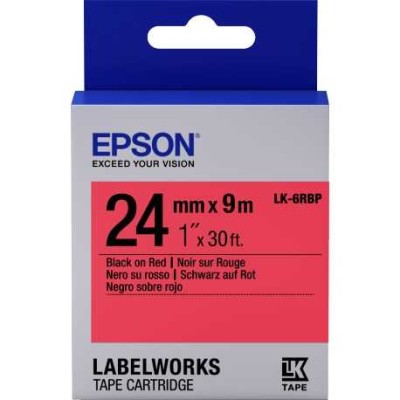 Epson C53S656004 (LK-6RBP) Kırmızı Üzerine Siyah Orjinal Etiket Şeridi - LW-400 / LW-600P (T11359) hemen satın al!