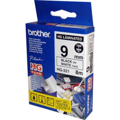 Brother HG221 Beyaz Üzerine Siyah Etiket Şeridi 9mm x 8m (T13527) hemen satın al!