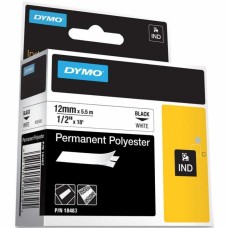 Dymo 18483 Beyaz-Siyah Rhinopro Sabit Polyester Orjinal Şerit (12mm x 5.5m)