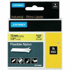 Dymo RhinoPro 18490 Sarı-Siyah Orjinal Naylon Şerit 12mm x 3.5m