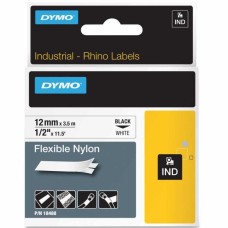 Dymo RhinoPro 18488 Beyaz/Siyah Esnek Naylon Şerit 12 mm x 3,5 m