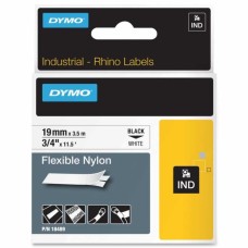 Dymo Rhino Pro 18489 Beyaz-Siyah Esnek Naylon Şerit 19mm x 3,5m