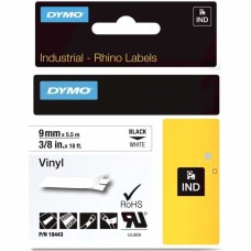 Dymo RhinoPro 18443 Beyaz Siyah Renkli Vinil Şerit 9 mm x 5,5 m