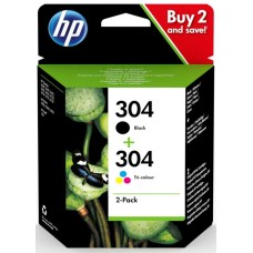 HP 304 Siyah Renkli İkili Paket Orjinal Kartuş DeskJet 2620 2621