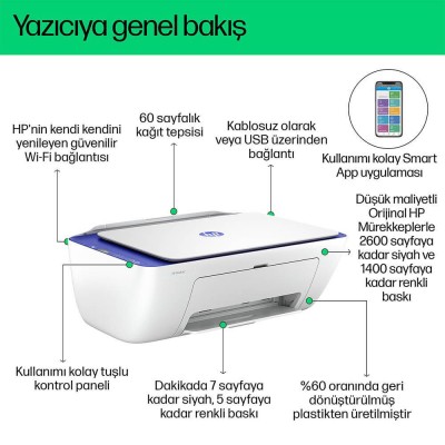 En uygun HP 6W7G3B 4927 DESKJET ALL-IN-ONE + WIFI RENKLİ MÜREKKEP PÜSKÜRTMELİ YAZICI hemen satın al!